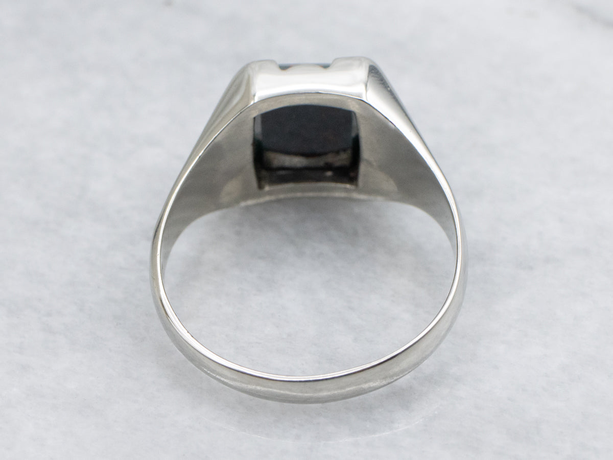 Men's Retro Era Etched Gold Bloodstone Ring