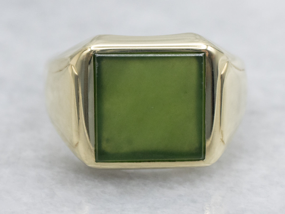 1919 Tiffany and Co. Nephrite Jade Cabochon Ring
