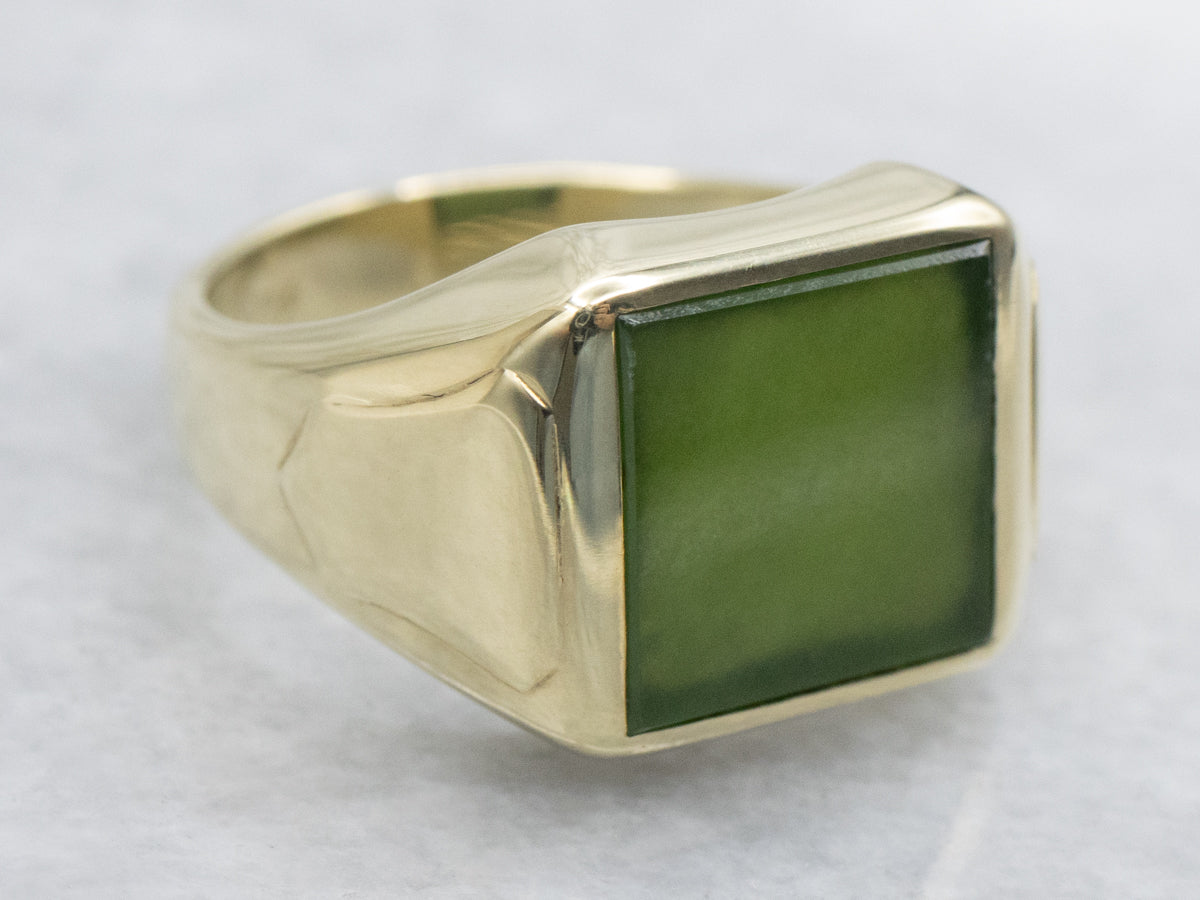 1919 Tiffany and Co. Nephrite Jade Cabochon Ring