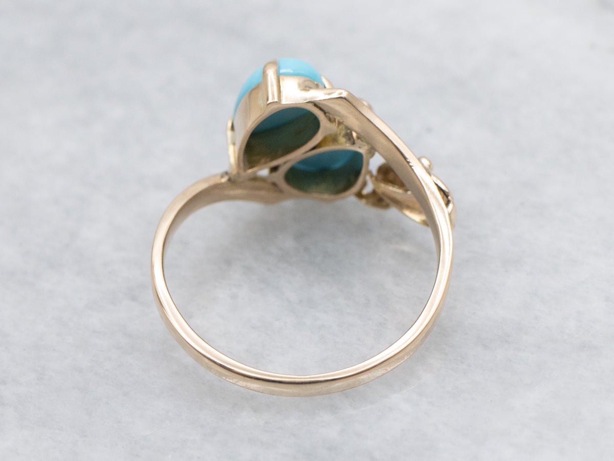 Vintage Double Turquoise and Rose Gold Bypass Ring