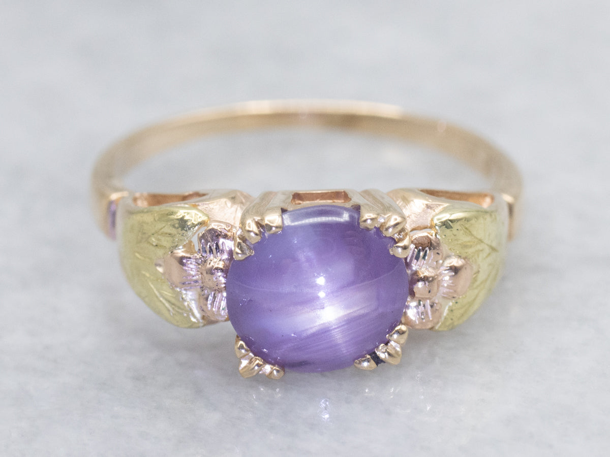 Antique Pink Star Sapphire Solitaire Ring