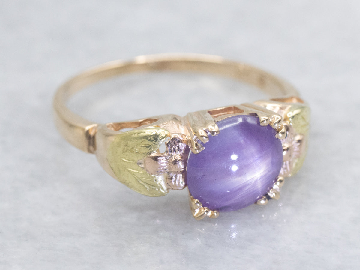 Antique Pink Star Sapphire Solitaire Ring