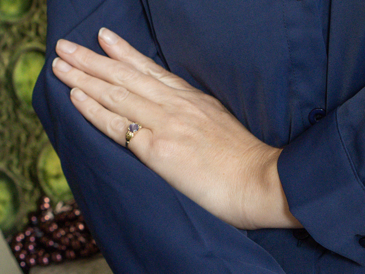 Antique Pink Star Sapphire Solitaire Ring