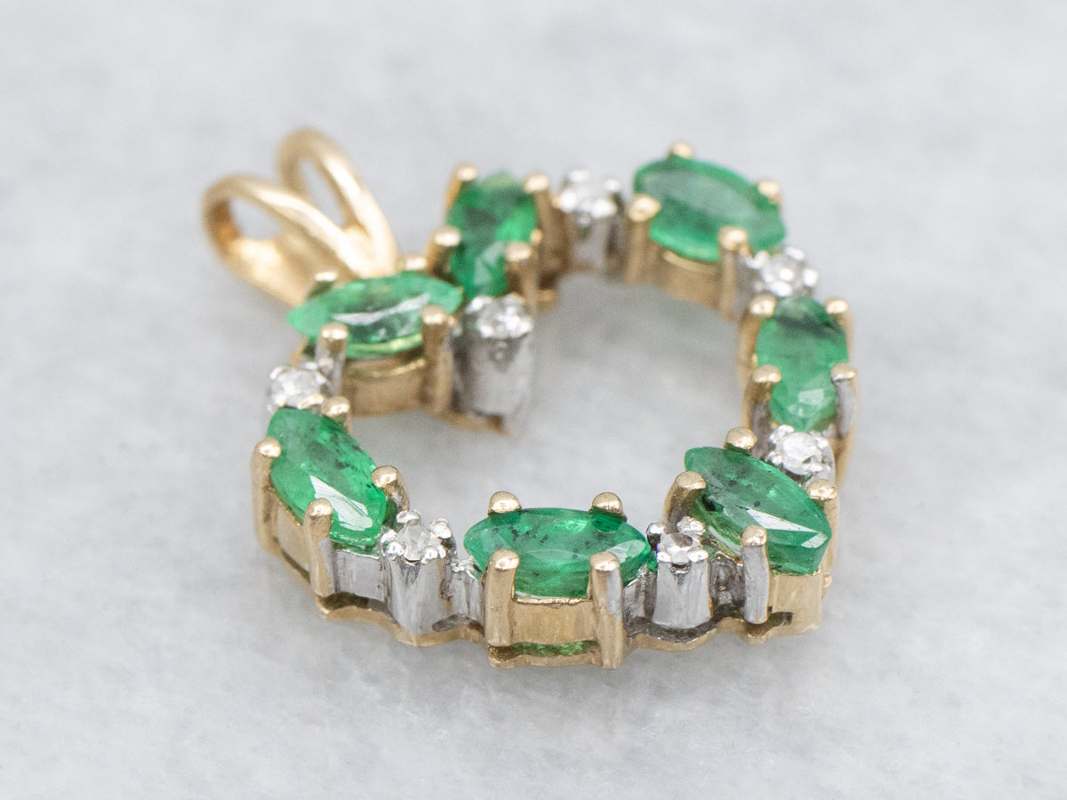 Gemstone Emerald and Diamond Sweetheart Pendant