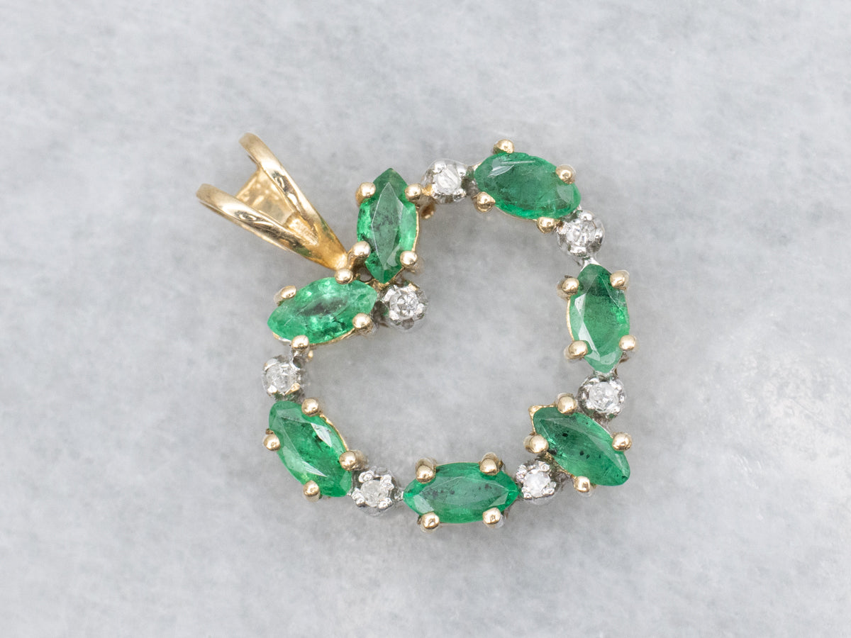 Gemstone Emerald and Diamond Sweetheart Pendant
