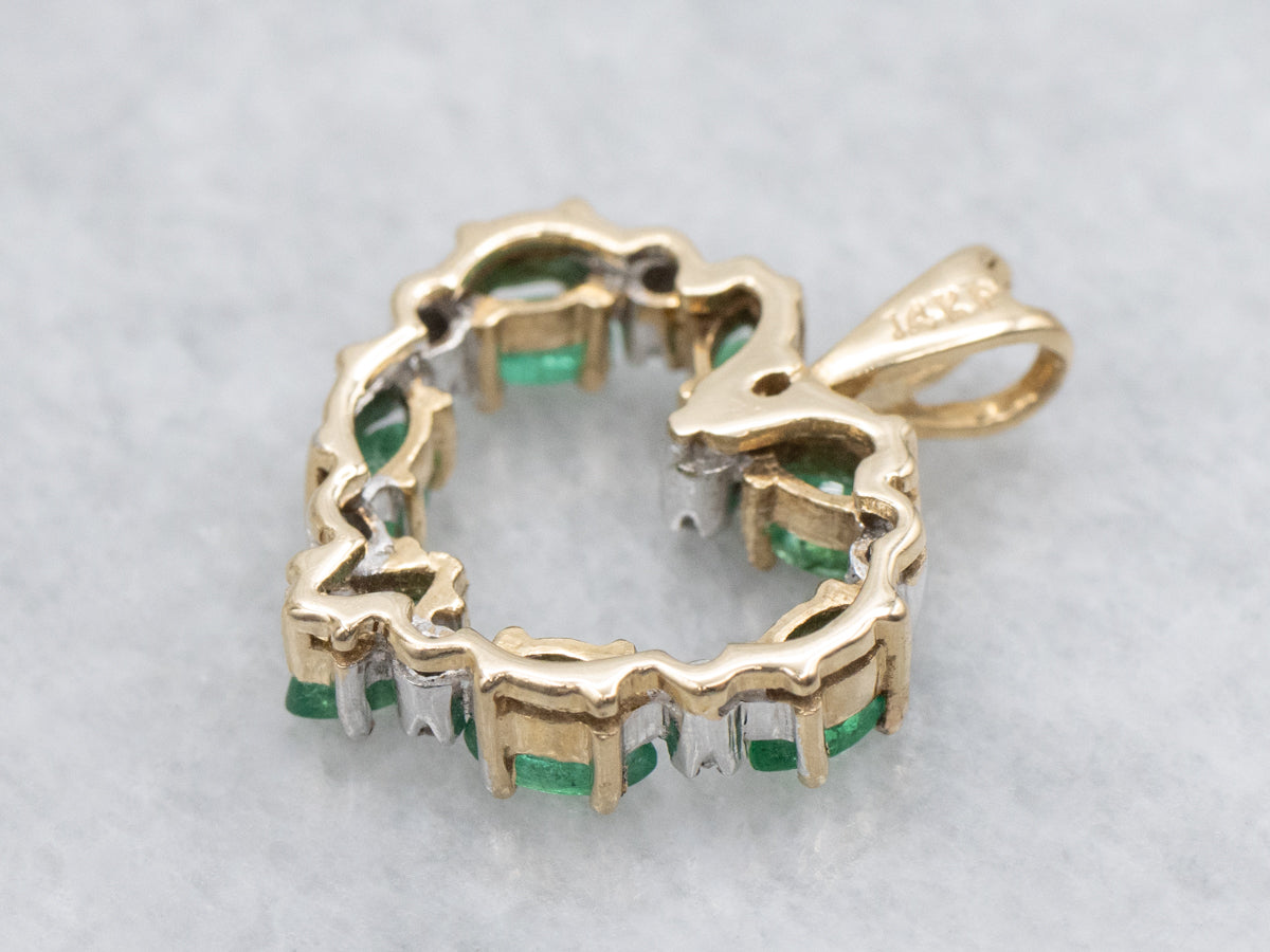 Gemstone Emerald and Diamond Sweetheart Pendant