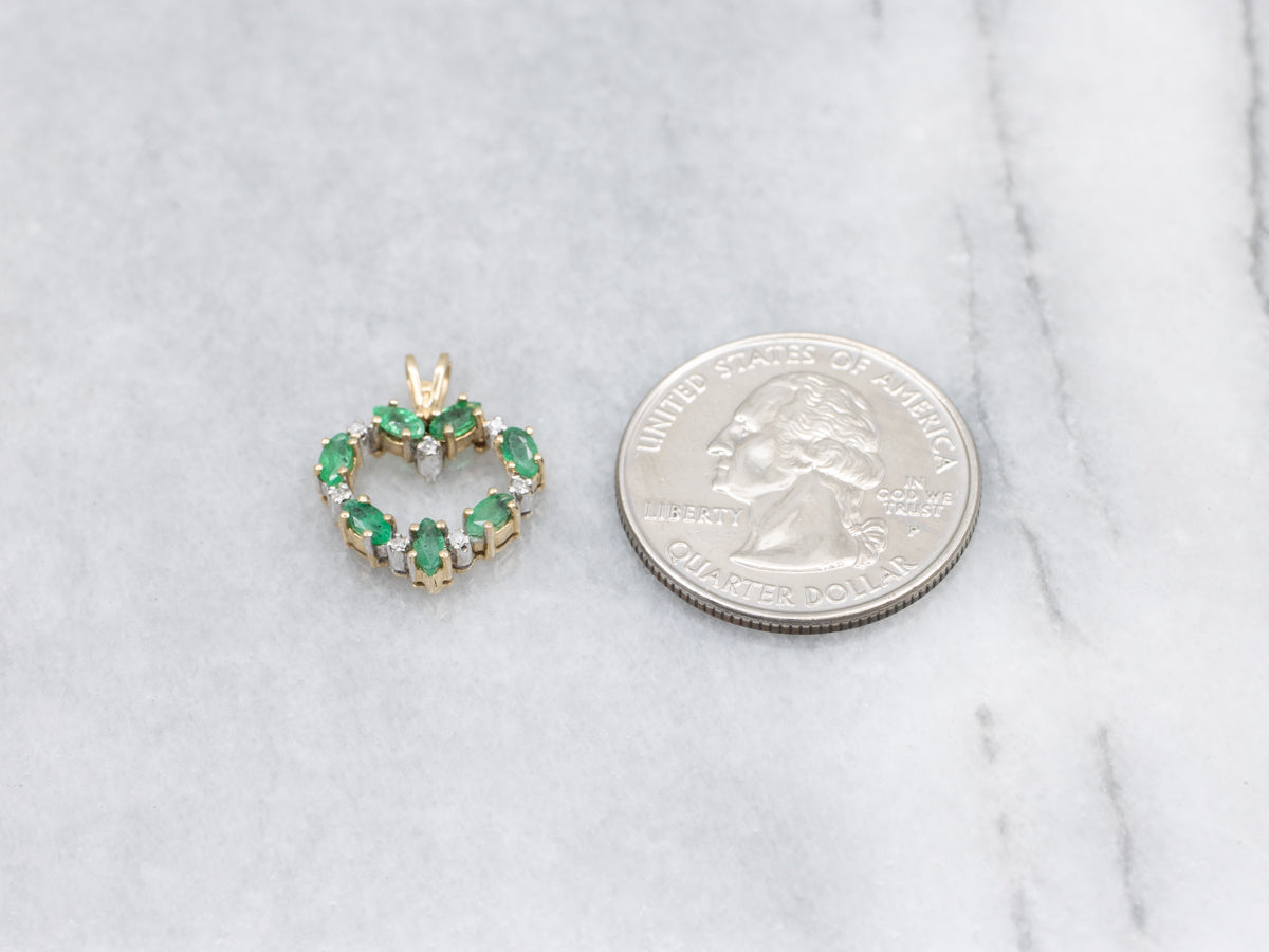 Gemstone Emerald and Diamond Sweetheart Pendant