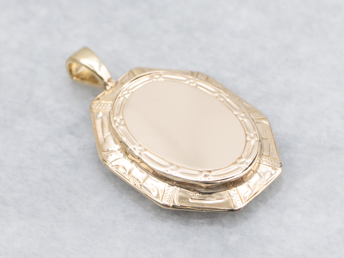 Engraved Gold Cufflink Conversion Pendant