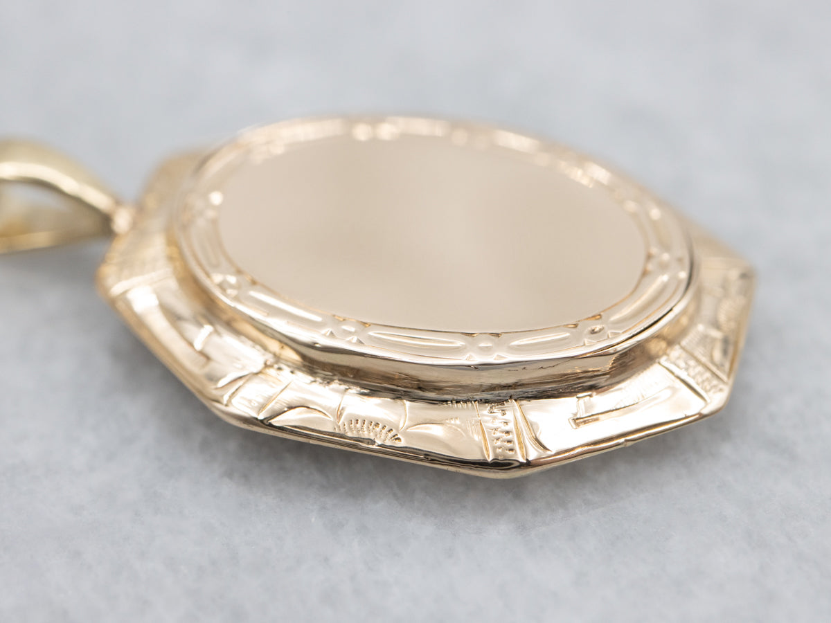 Engraved Gold Cufflink Conversion Pendant