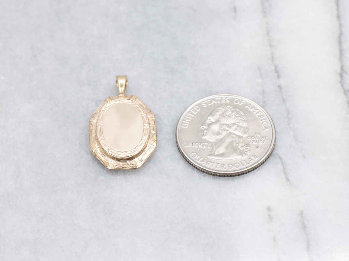 Engraved Gold Cufflink Conversion Pendant