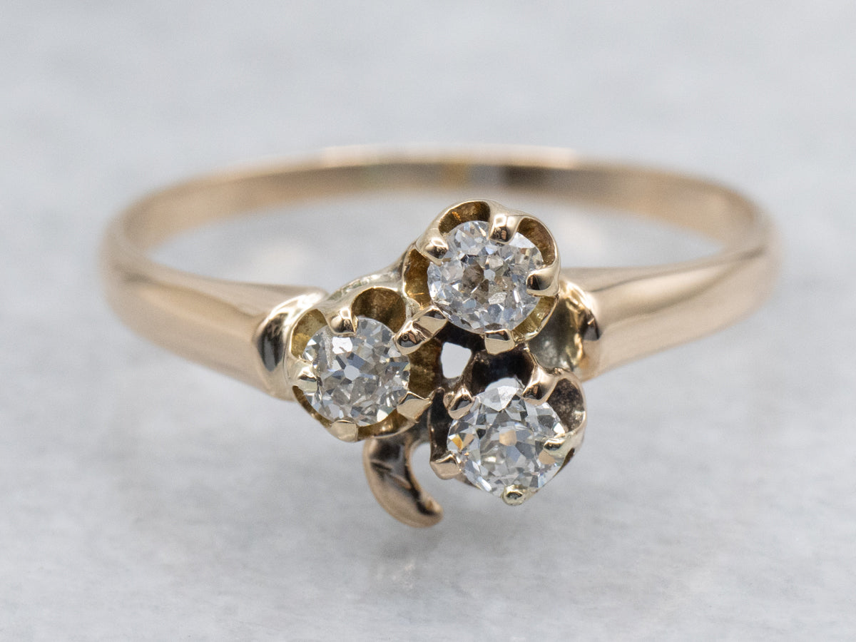 Victorian Old Mine Cut Diamond Clover Ring