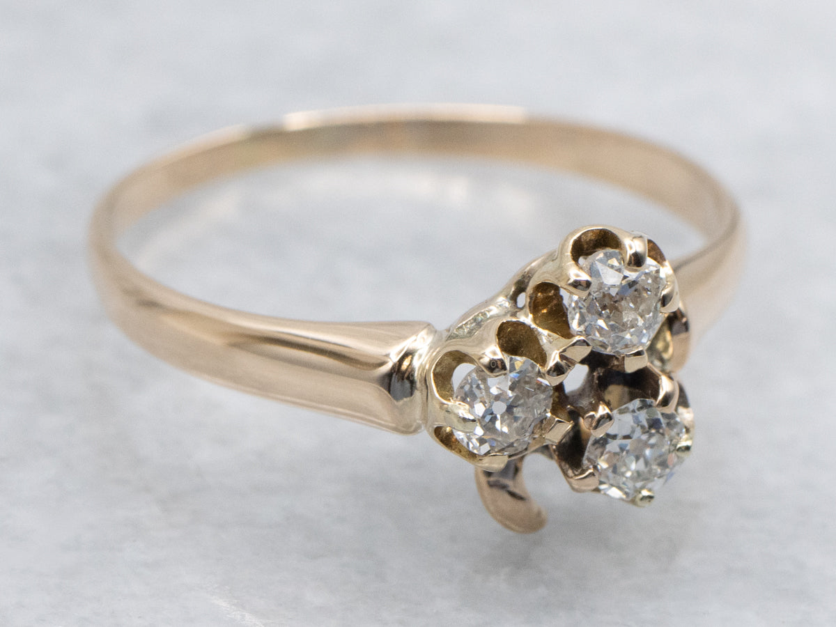 Victorian Old Mine Cut Diamond Clover Ring
