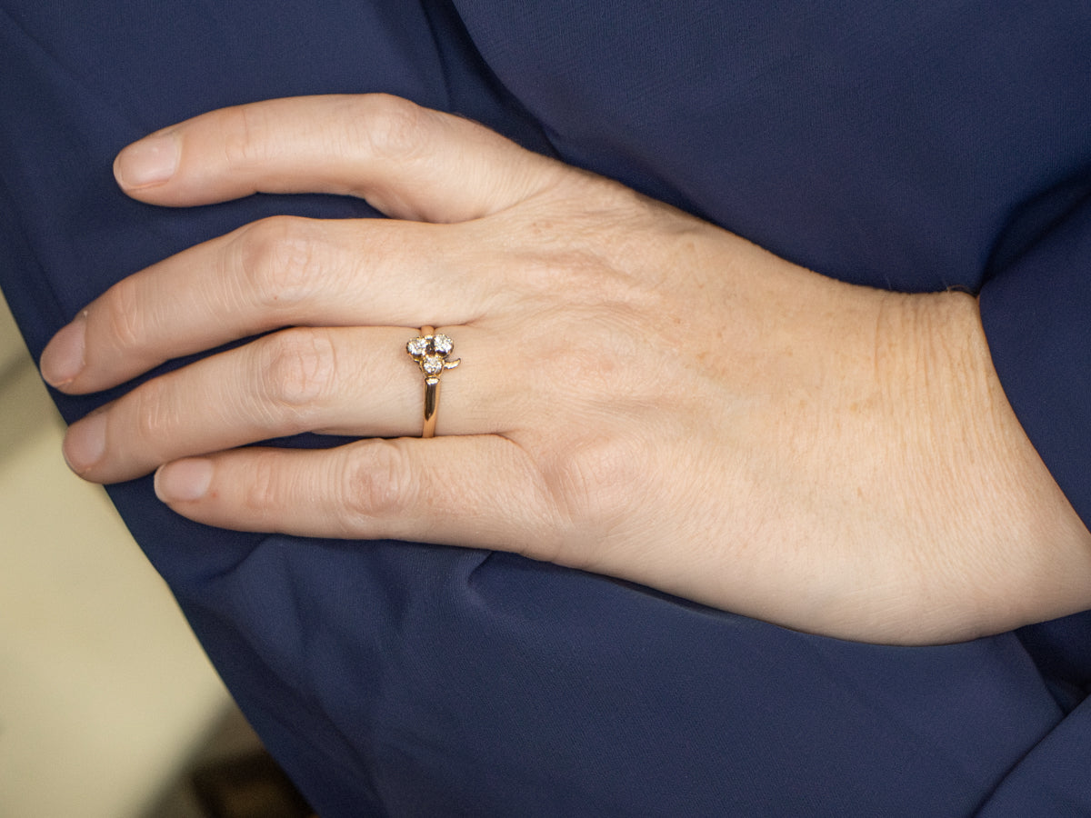 Victorian Old Mine Cut Diamond Clover Ring