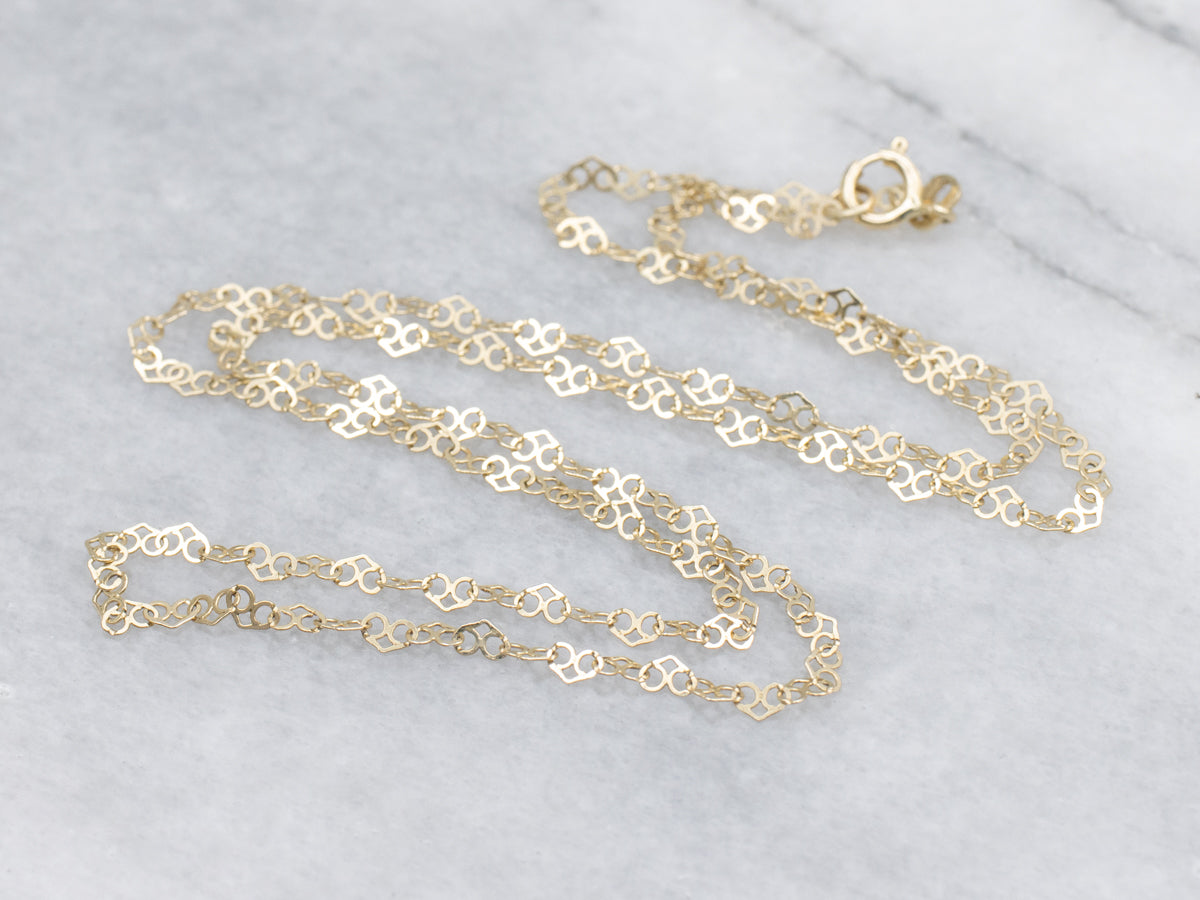 Sparkling Yellow Gold Heart Link Chain