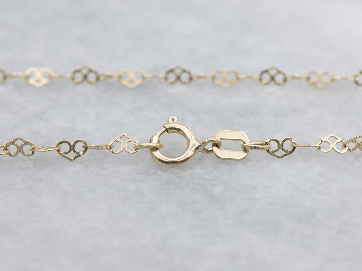 Sparkling Yellow Gold Heart Link Chain