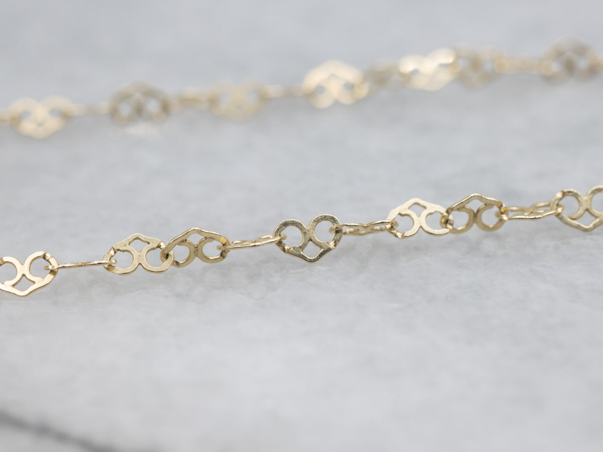 Sparkling Yellow Gold Heart Link Chain