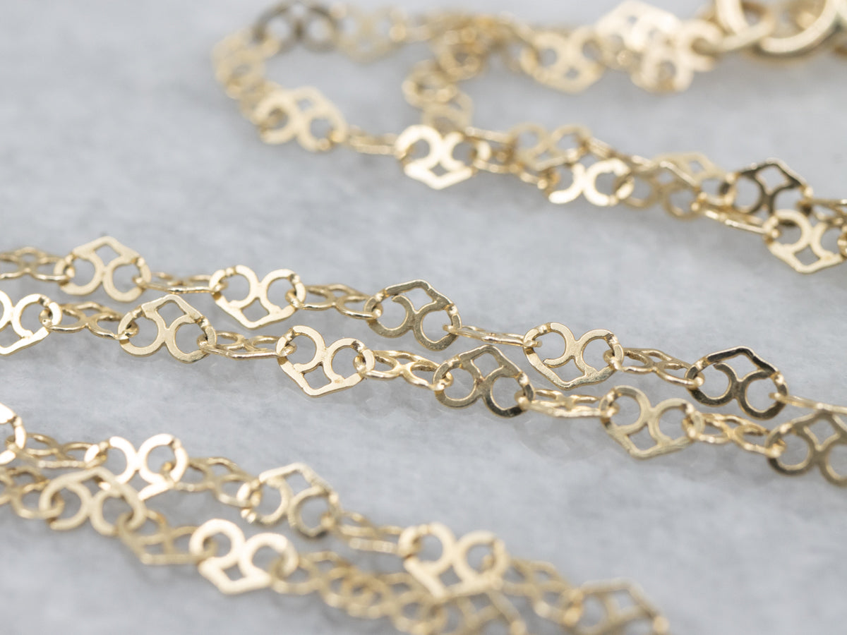 Sparkling Yellow Gold Heart Link Chain
