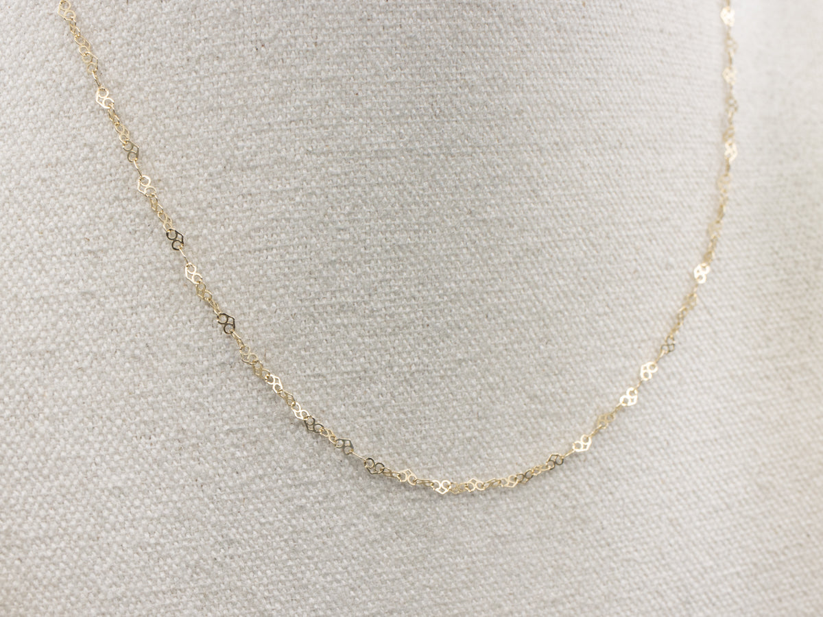 Sparkling Yellow Gold Heart Link Chain