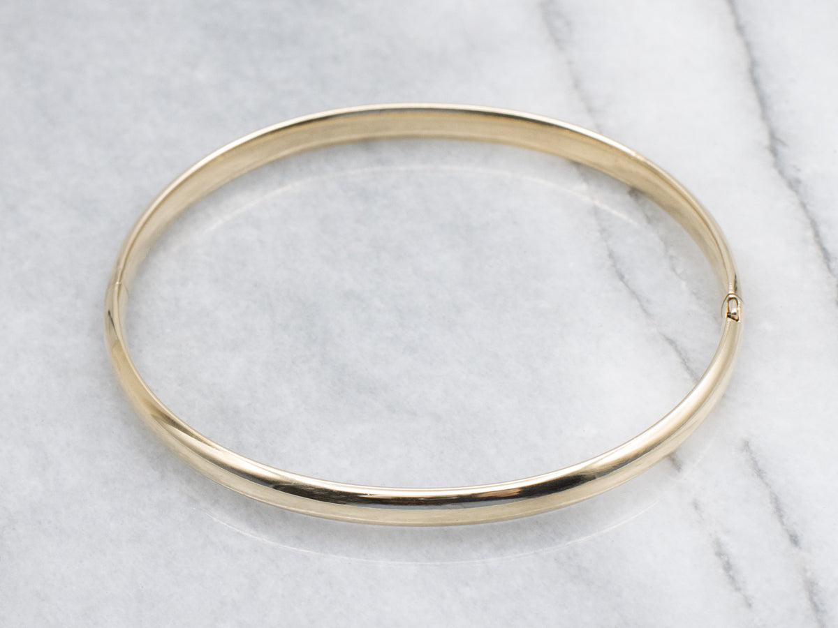 Polished Yellow Gold Hinged Bangle Bracelet