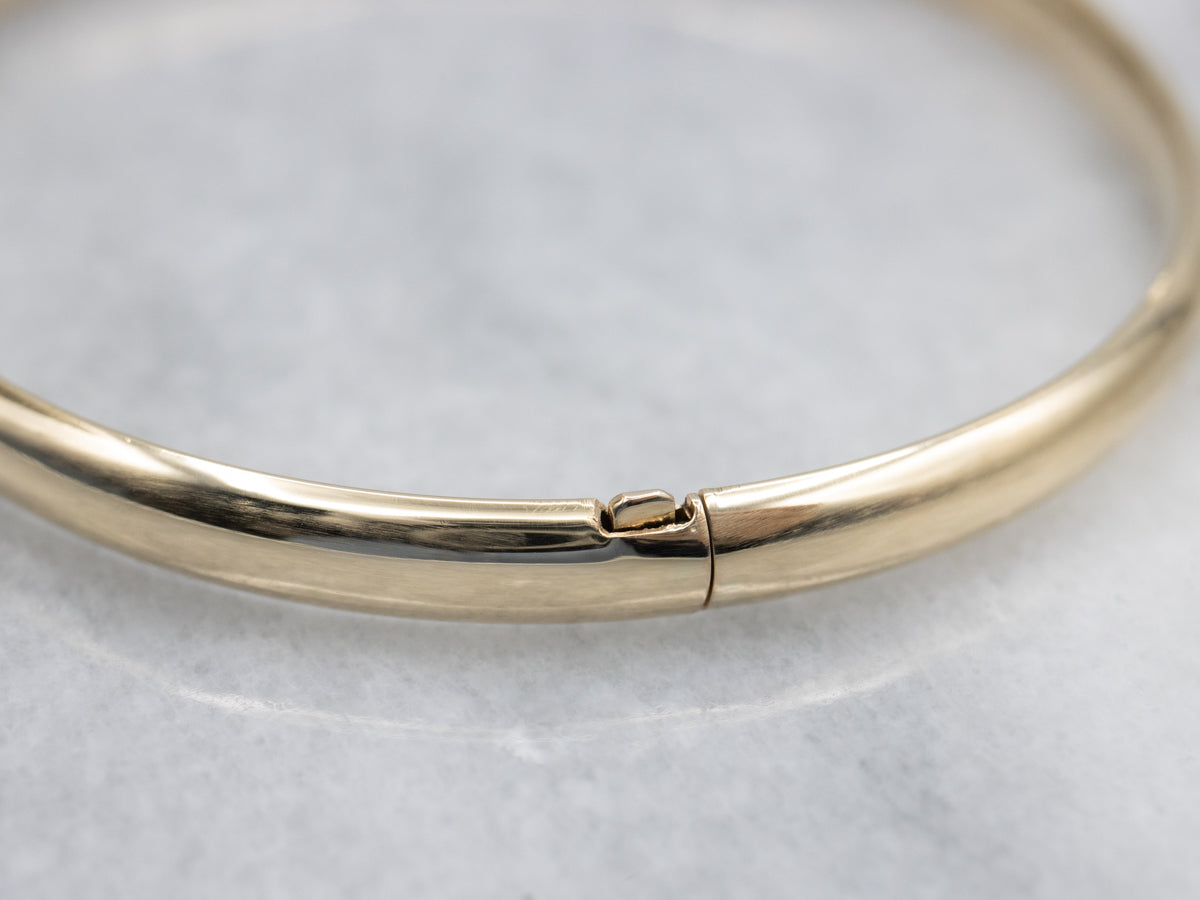 Polished Yellow Gold Hinged Bangle Bracelet