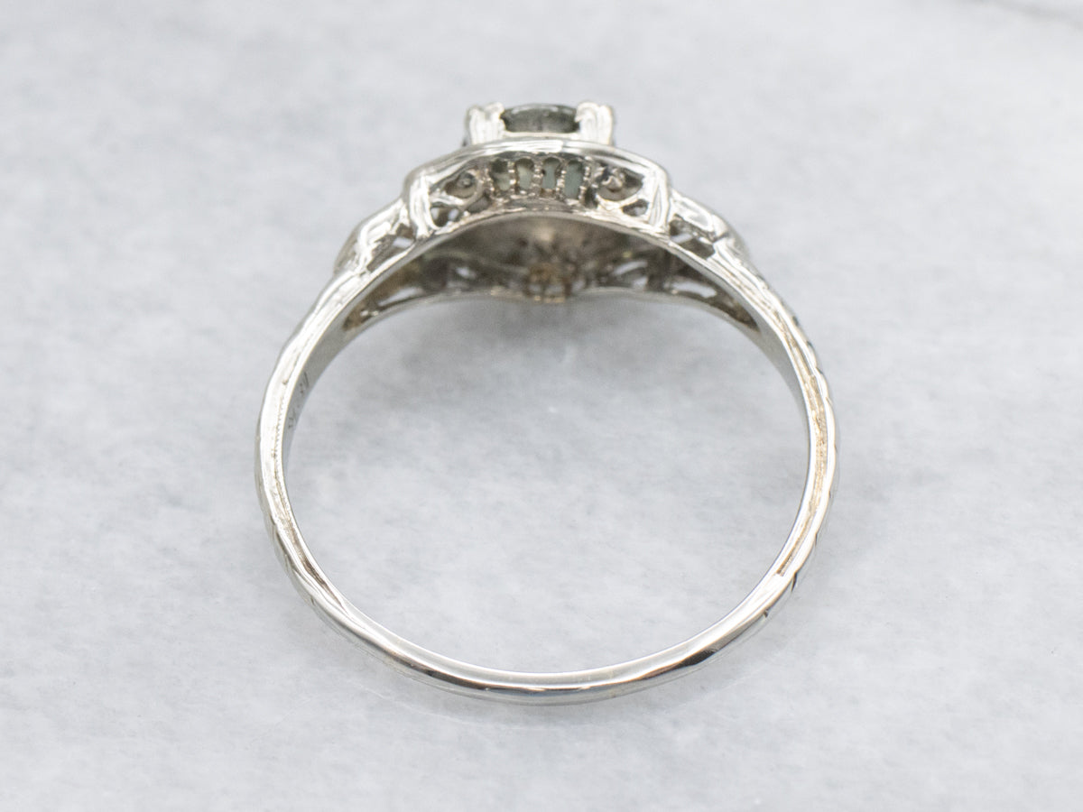 Art Deco Color Change Sapphire and Diamond Gold Ring