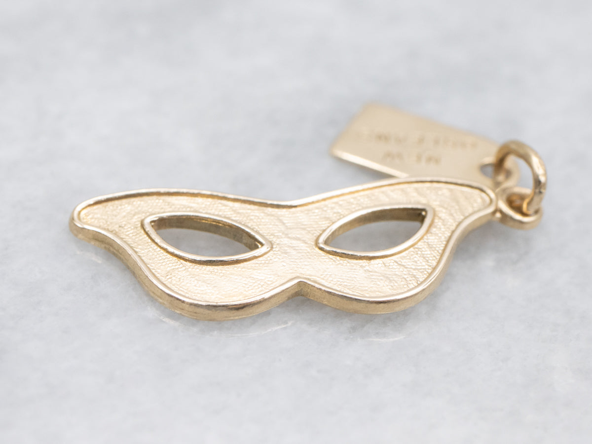 New Orleans Mardi Gras Mask Gold Charm Pendant