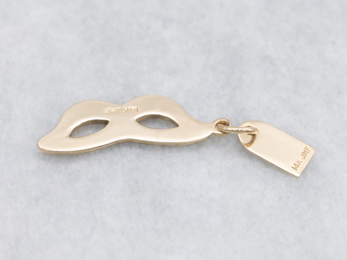 New Orleans Mardi Gras Mask Gold Charm Pendant