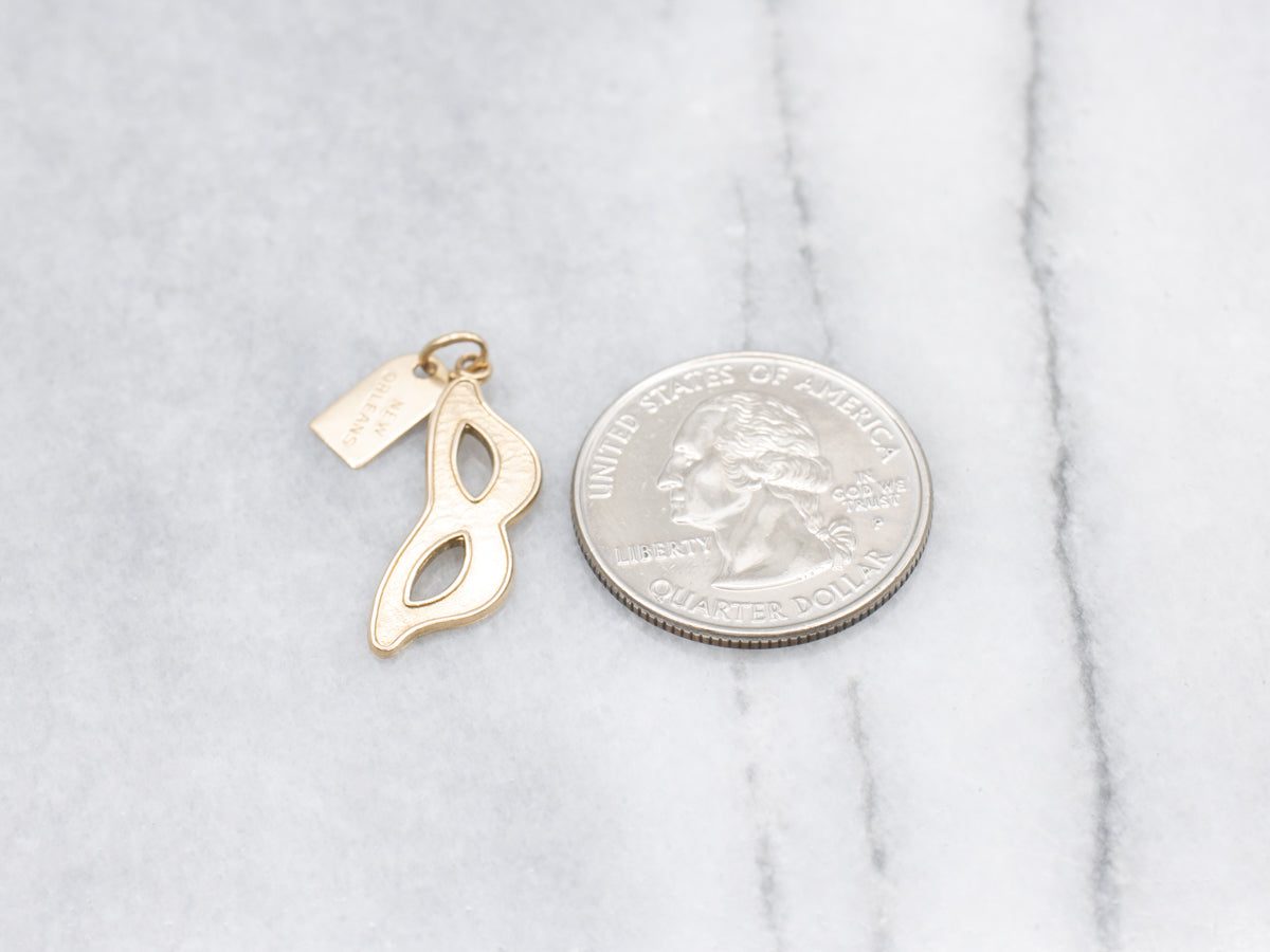 New Orleans Mardi Gras Mask Gold Charm Pendant