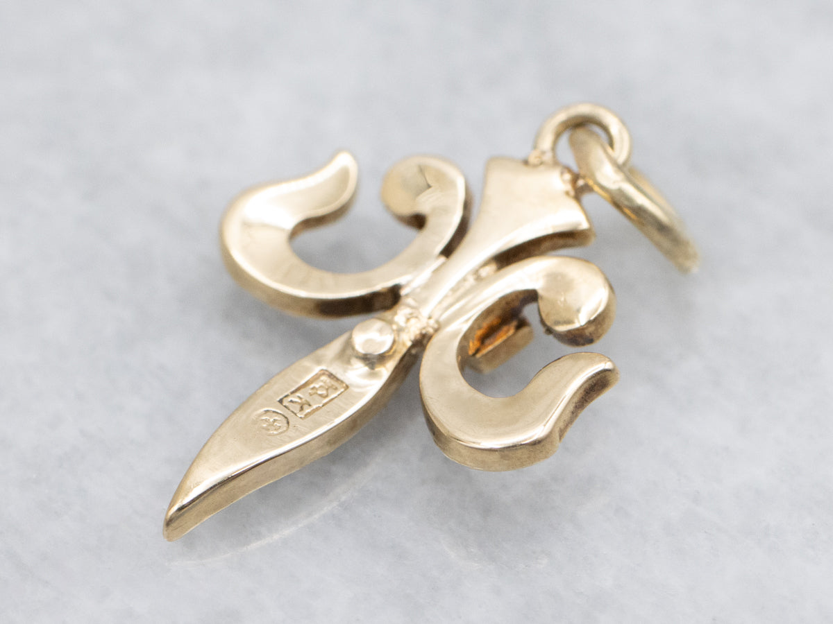 Antique Seed Pearl Fleur De Lis Charm Pendant