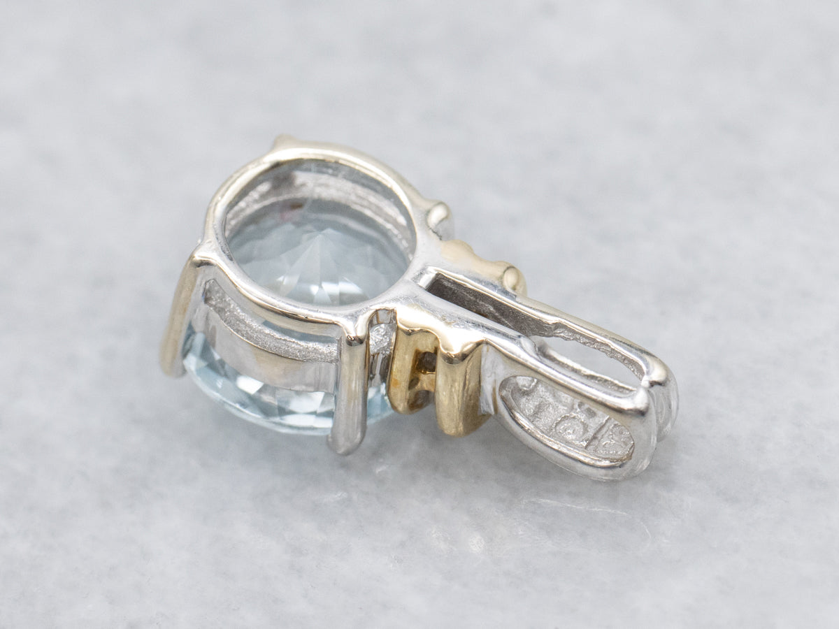 Aquamarine and Diamond Two-Tone Gold Pendants