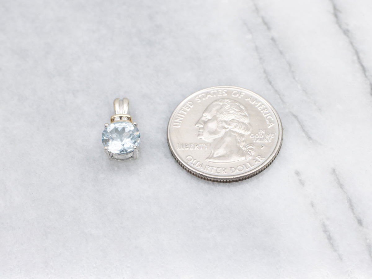 Aquamarine and Diamond Two-Tone Gold Pendants
