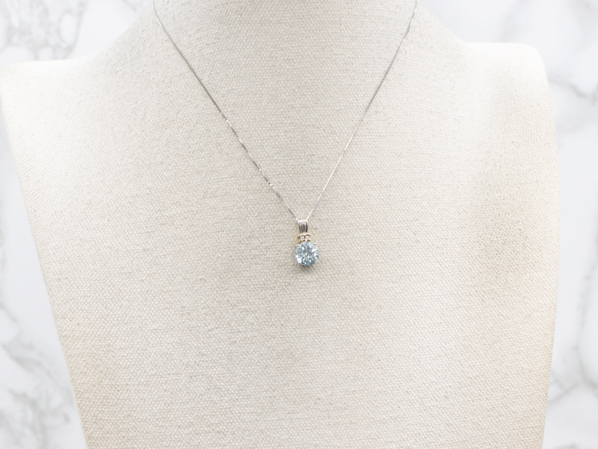 Aquamarine and Diamond Two-Tone Gold Pendants