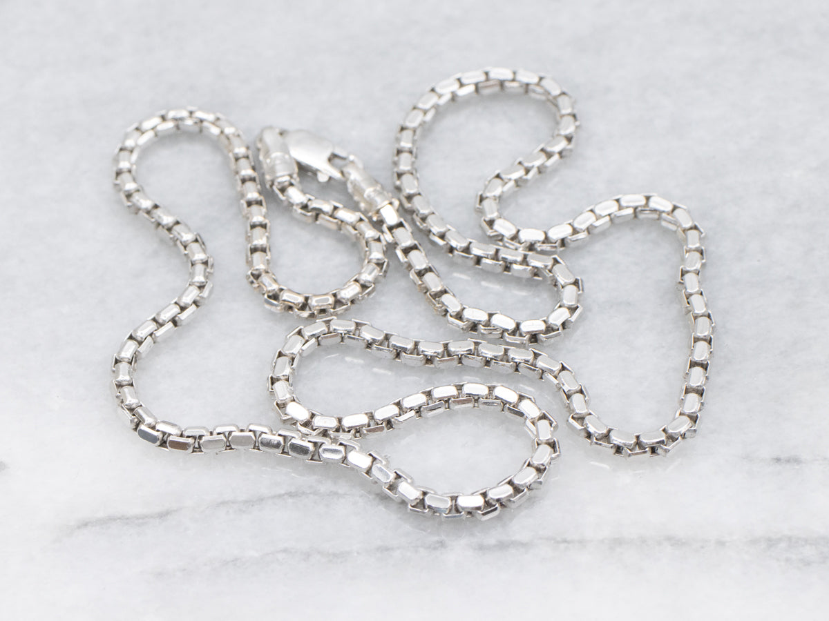 White Gold Box-Link Choker Chain