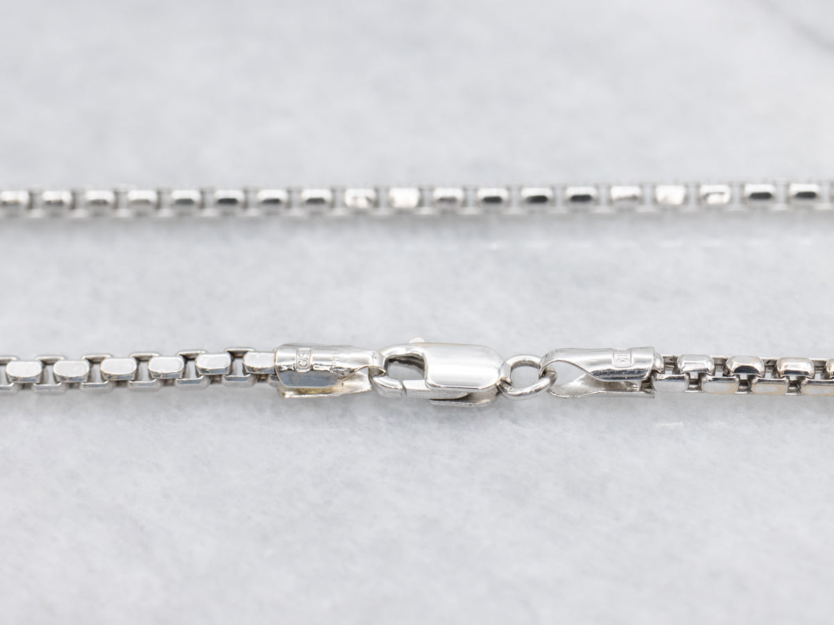 White Gold Box-Link Choker Chain