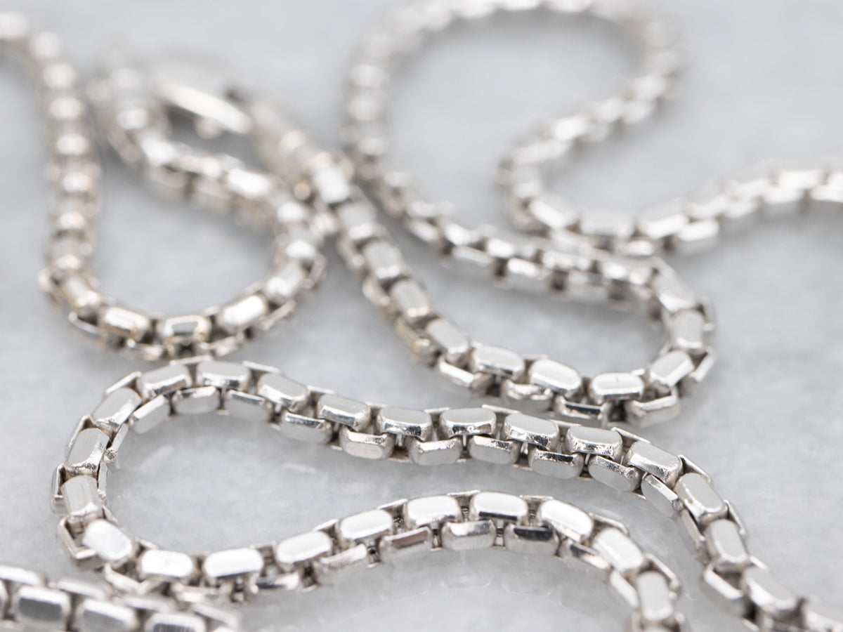 White Gold Box-Link Choker Chain