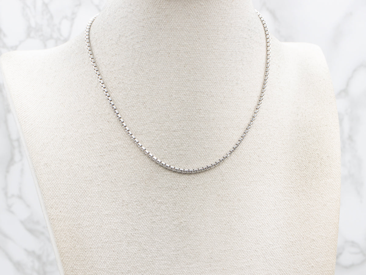 White Gold Box-Link Choker Chain