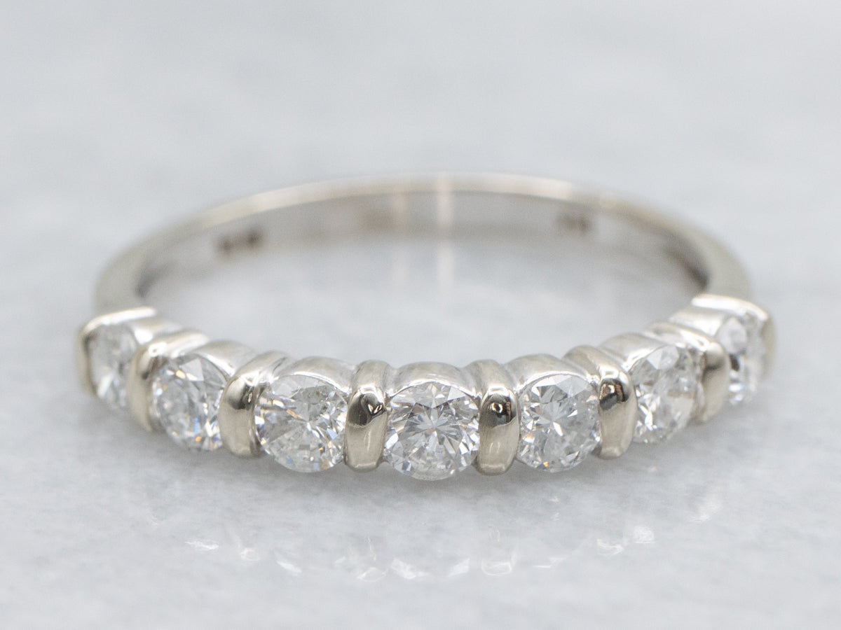 White Gold Bar-Set Diamond Wedding Band
