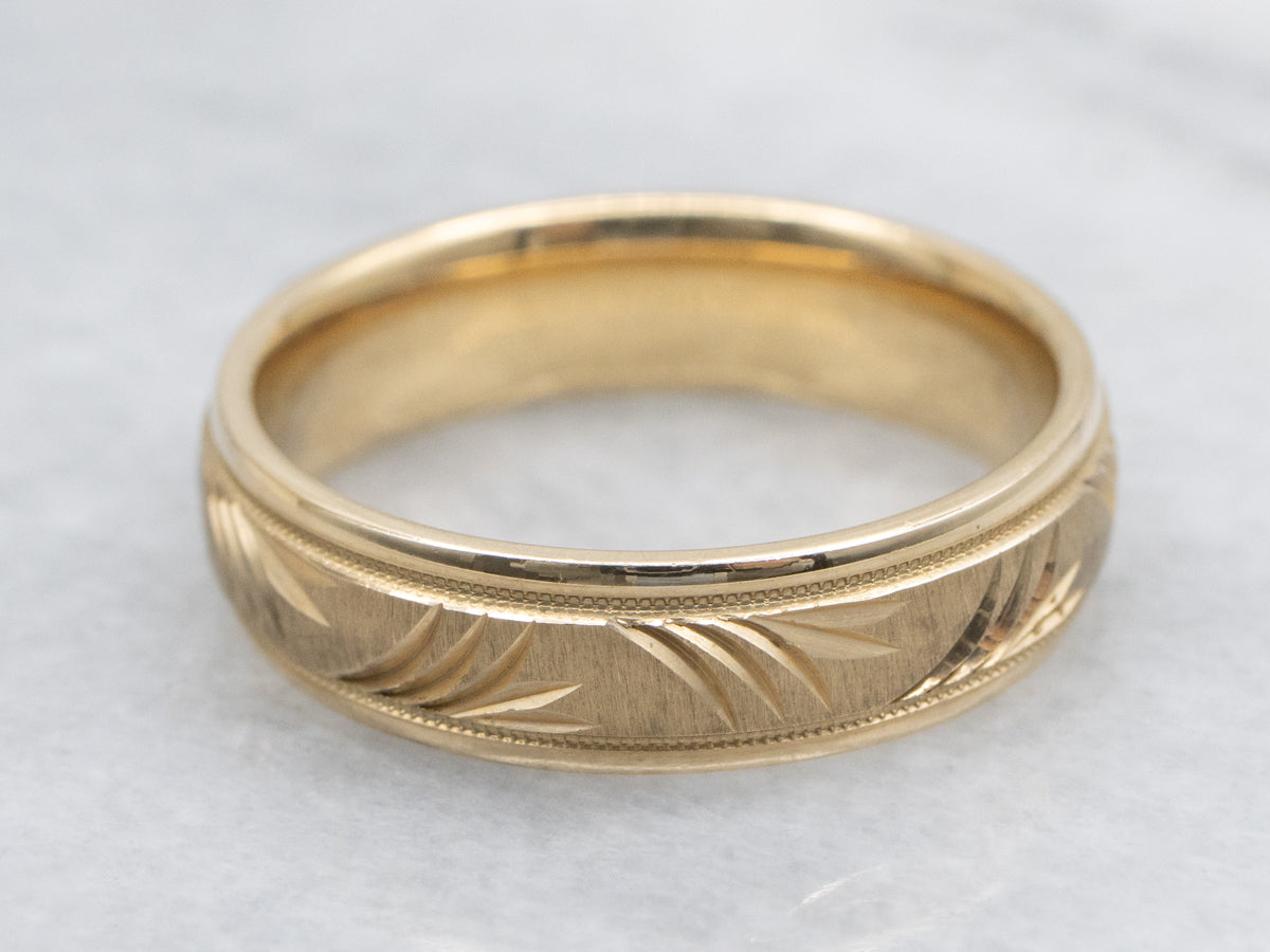 Textured Yellow Gold Patterned Band