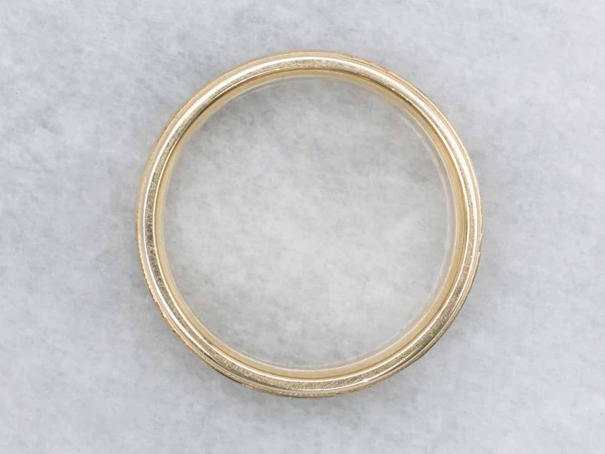 Textured Yellow Gold Patterned Band