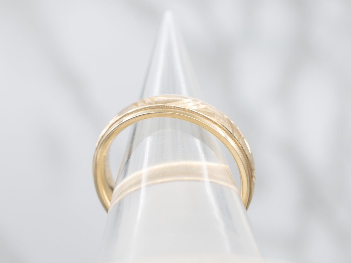 Textured Yellow Gold Patterned Band
