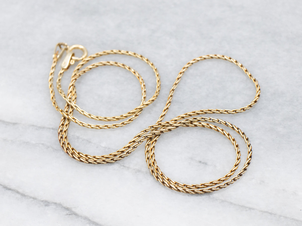 Woven Twist Yellow Gold Chain with Spring Ring Clasp