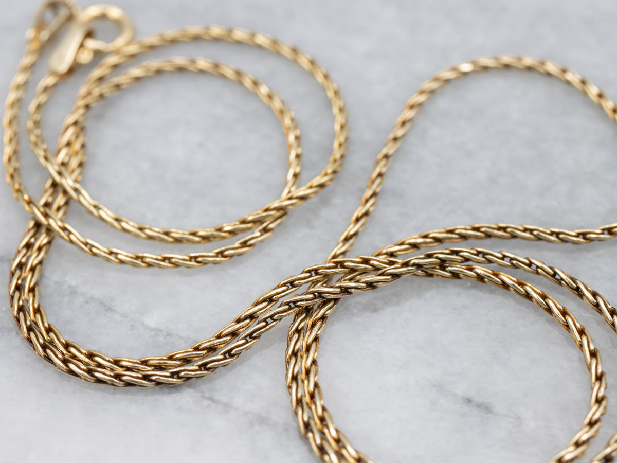 Woven Twist Yellow Gold Chain with Spring Ring Clasp