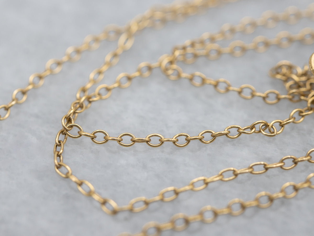 Vintage Etched Cross Gold Necklace