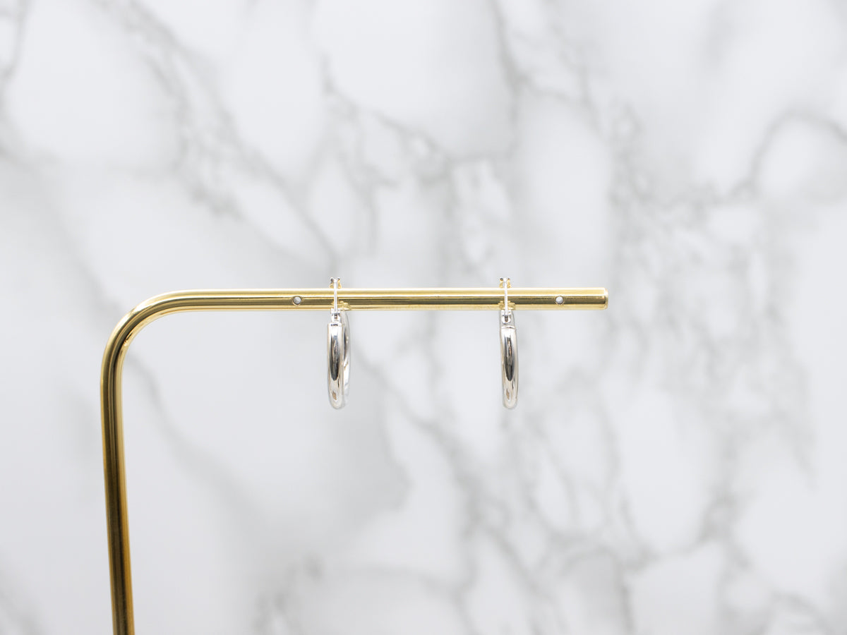 Polished White Gold Tube Hoop Earrings