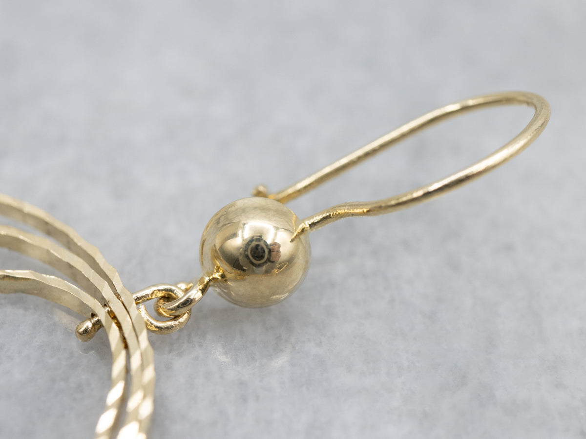 Faceted 14K Yellow Gold Triple Circle Drop Earrings