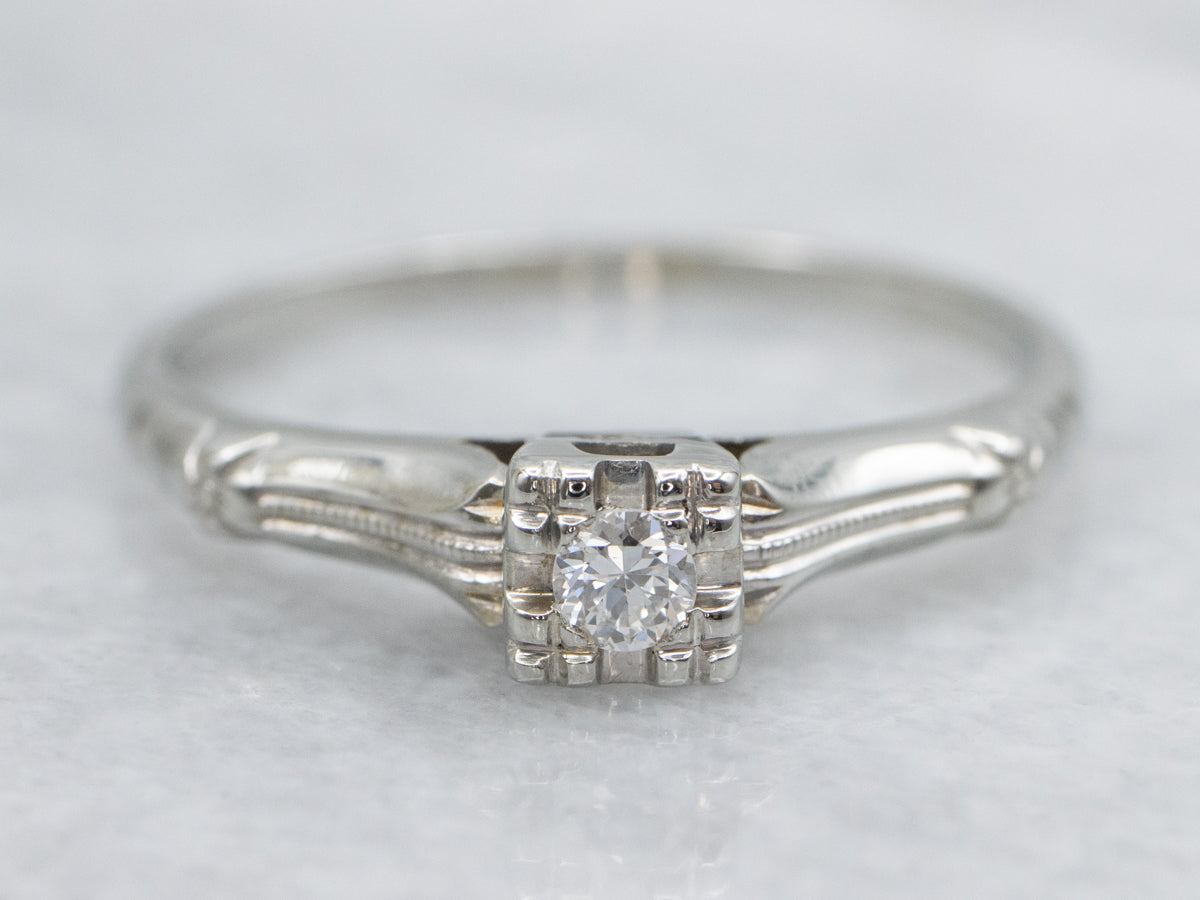 Diamond Solitaire in Early Retro Era Mounting