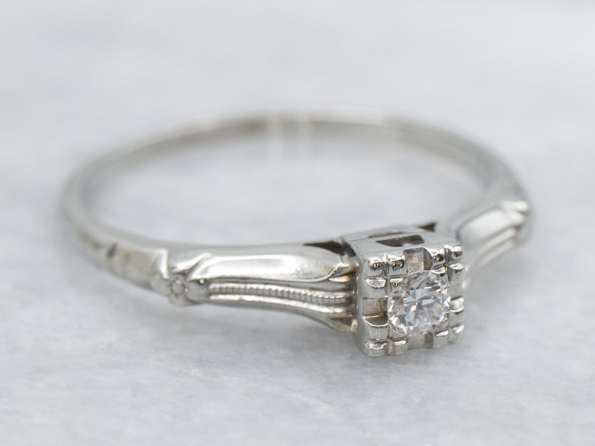 Diamond Solitaire in Early Retro Era Mounting