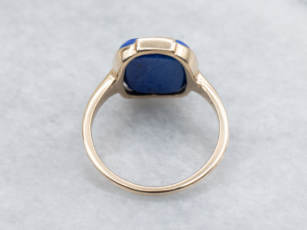 Vintage 1940s Lapis Solitaire Ring