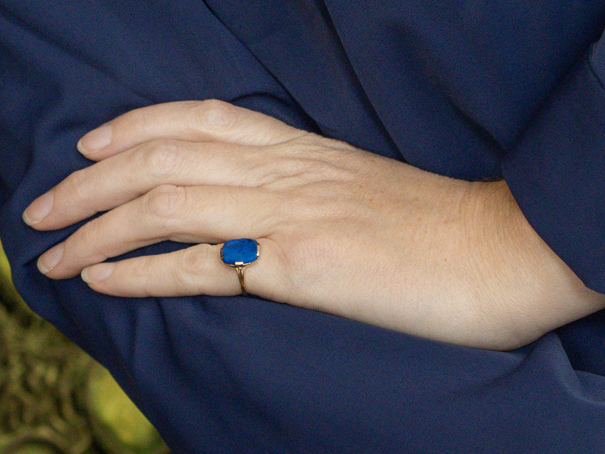 Vintage 1940s Lapis Solitaire Ring