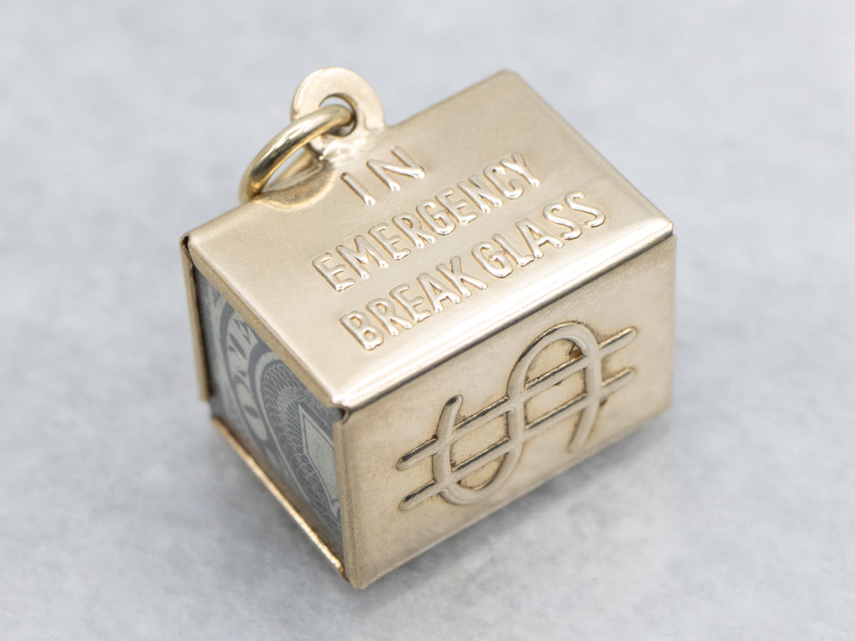 Vintage Gold Mad Money Emergency Dollar Pendant